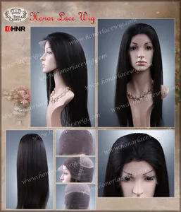 F37 yaki straight hair 22inch natural black color #1B #1 #2 #3 12"-24" 100% Brazilian human virgin hair glueless design wigs