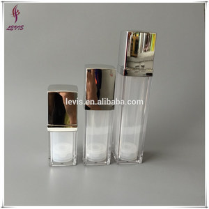Plástico de lujo plaza vacía bomba sin aire 30 ml con tapa de plata - Product Image 6