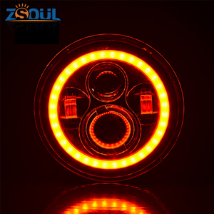 7 pulgadas ronda RGB Halo anillos Ángel ojos 50 W Jeep Wrangler LED faros con Bluetooth App Control - Product Image 2