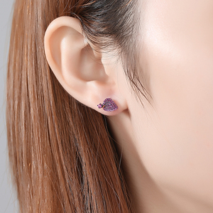 CZCITY-<span class=keywords><strong>pendientes</strong></span> coreanos de rubí para niña, de Plata de Ley 925, aretes pequeños pavimentados de Rubí - Product Image 3