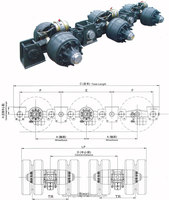 Suspension pour remorque hydraulique, 4 axes, en porte-à-faux