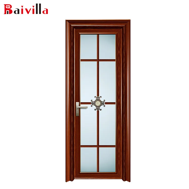 Baivilla Brand Luxury House Style Interior Decorative Bathroom Doors Aluminium Profile Door With Frosted Glass