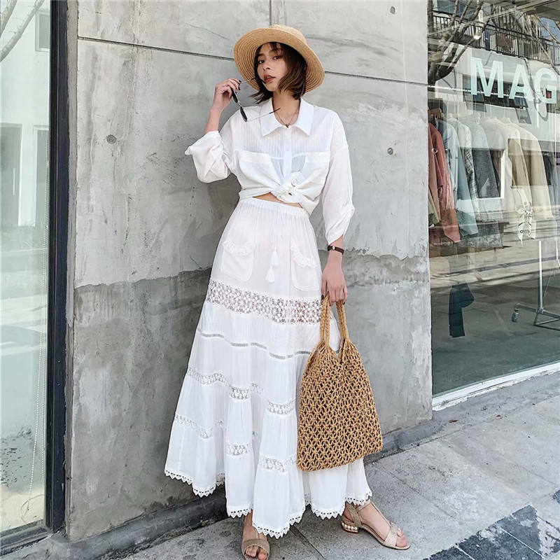 jupe longue dentelle blanche