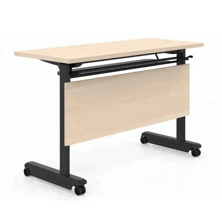 Powder Coating Steel Frame Leg MDF Top Foldable Study Training Table With Wheels