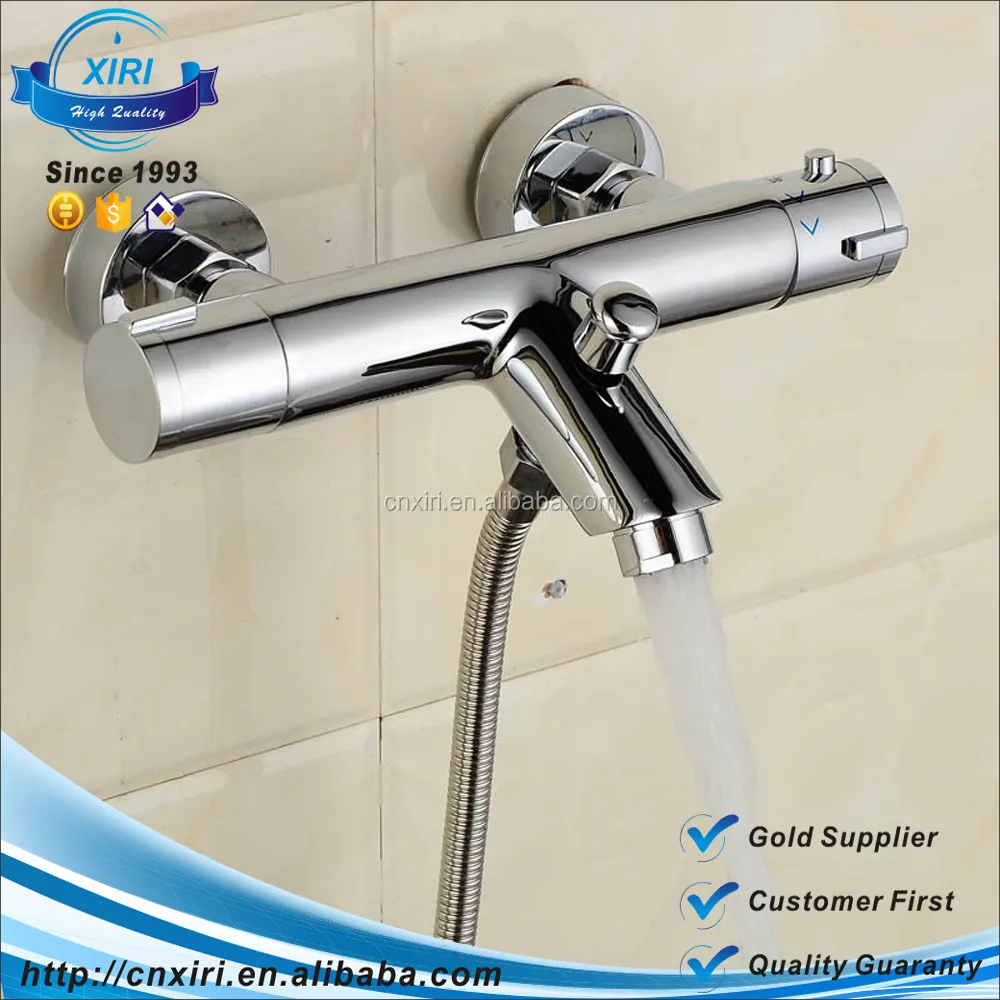 Grosir Keran Pancuran Termostatik Keran Mixer Pegangan Ganda Dipoles Chrome Thermostatic Mixing Valve Torneira Crane TR509