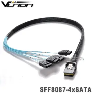 מיני SAS SFF-8087 כדי 4 SATA 7P הפוך 90 תואר זוויתיות HDD כבל