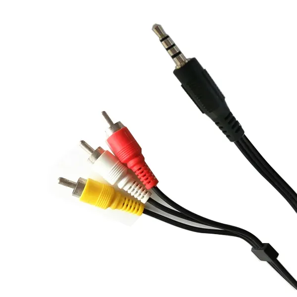 1.5m bakır beyaz/sarı/kırmızı PVC ses/video stereo 3.5mm jack tak 3RCA AV kablo