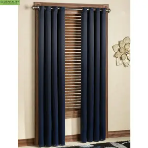 Guangzhou Hotel Curtains Sound Proof Blackout Hotel Drapery Curtain Fabric and Materials Navy Blue Curtains Set for Living Room