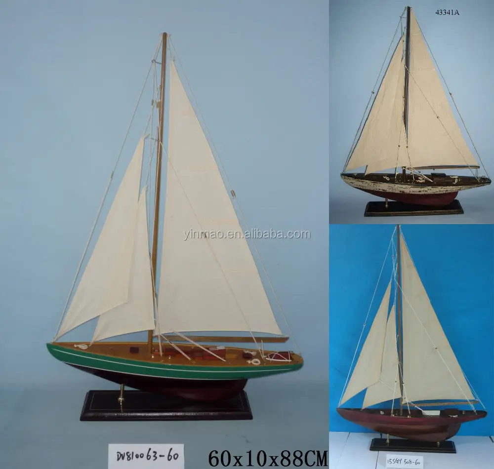 Wooden racing sailboat model, 3 sets 60x10x88cm, Fat replic sailing ship model, marine boat vessel home souvenir model