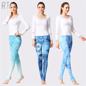 Pantalones de <span class=keywords><strong>Yoga</strong></span> Azul Claro con Efecto Camel Toe, Leggings con Estribo, Tumblr - Product Image 6