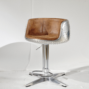 Công Nghiệp Cổ Điển Nâu Top Grain Da Kết Thúc Xoay Có Thể Điều Chỉnh Chiều Cao Phân Thanh Cao Phân Xoay Nâng Truy Cập Phân - Product Image 6