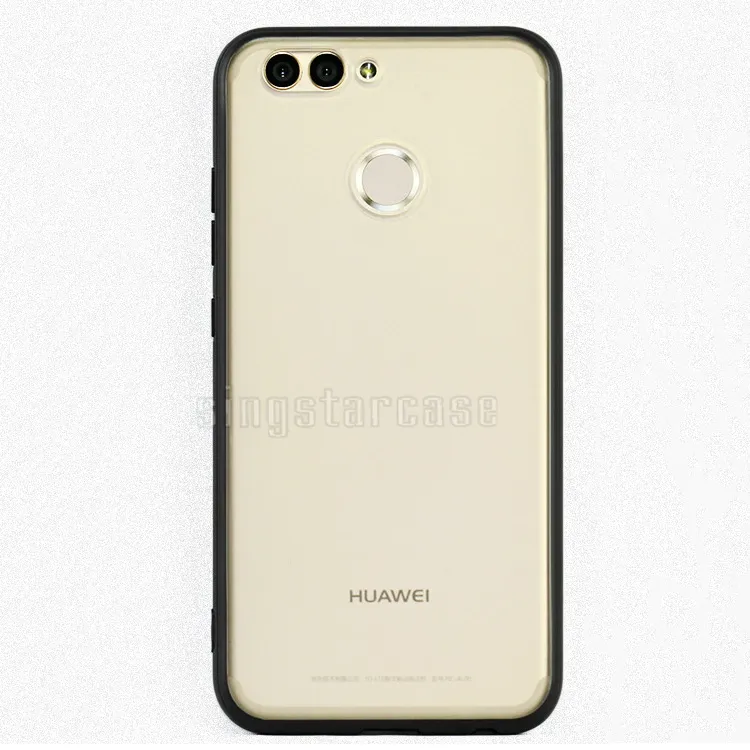 Hot selling frosted texture hard clear transparent pc tpu mobile phone case for huawei nova 2 plus back cover