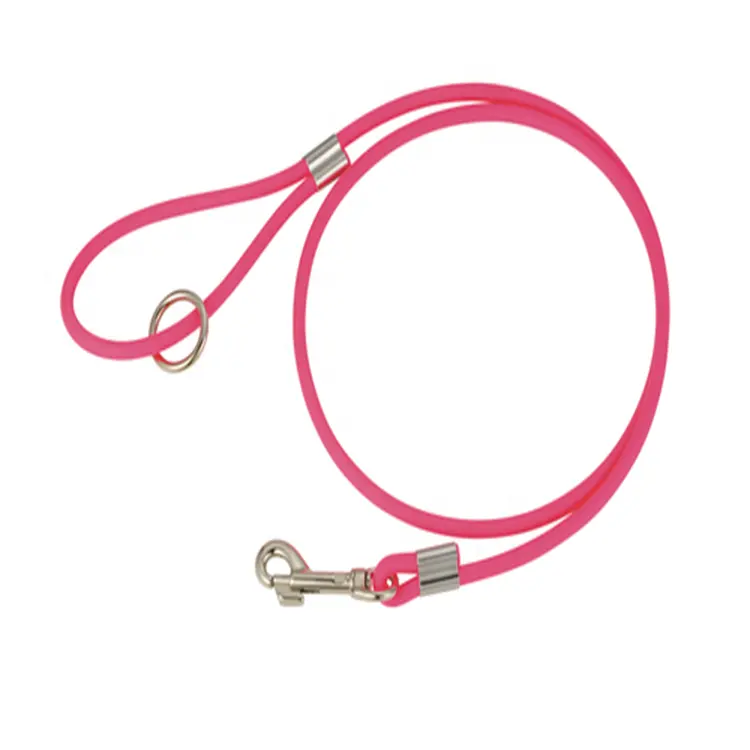 Rose fluo pvc enduit fil rond corde laisse de chien