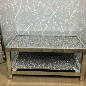 Modern Luxury Sparkle Bling Crushed Diamond <strong>Mirrored</strong> Crystal <strong>Coffee</strong> <strong>Table</strong> - Product Image 1