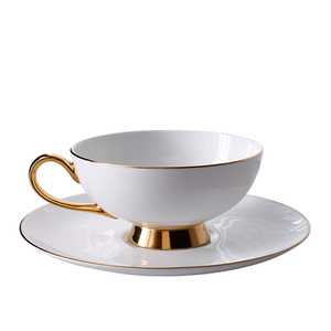 Fabbrica Italiana Rustico Dell'annata di Stile Bordo In Oro Bianco Tazza e Piattino Fine Bone China Insieme della Tazza di Caffè di Ceramica Turco per la Cerimonia Nuziale - Product Image 6