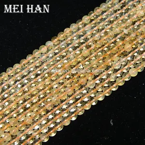 Wholesale natural mineral quartz 6-6.5mm Citrine clear loose semi-precious gemstone loose stone beads for jewelry making