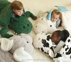 Дети животных Приключения спальный мешок Новый динозавров, корова, слон и единорог 56 "x 27"