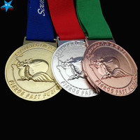 Op maat gemaakte gouden metalen roeisportmedaille, bulk wedstrijdmedaille met lint voor sportevenement, souvenir, prijs, cadeau