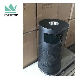 Ashtray Trash Bin DA-80 Hole Body Outdoor Dustbin Public Receptacle Bin Metal Waste Trash Bin Ashtray Stand Trash Bin