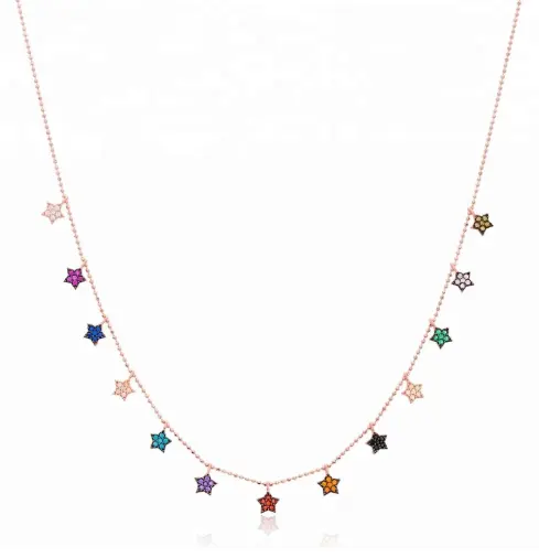 2023 New Trend Rainbow collana girocollo in argento sterling 925 con stella per ragazza