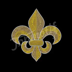 nuevo diseño de hot fix rhinestone transferencias fleur de lis en hierro con motivos