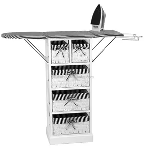 تصميم مخصص ديلوكس قابلة للطي الخشب طاولة الكي مع سلات تخزين