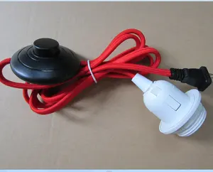 Set kabel lampu Plug In standar US dengan kabel tekstil 317 sakelar kaki untuk lampu lantai