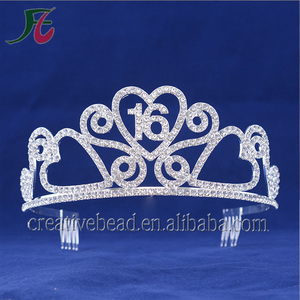 Vente en gros de fabricants Fashion Beauty Pageant Queen 16e 18e 21e anniversaire couronnes diadèmes en strass pour filles anniversaire - Product Image 1
