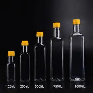 125毫升mm 250毫升mm 500毫升mm 750毫升mm 1000毫升mm透明方形塑料橄榄油瓶批发