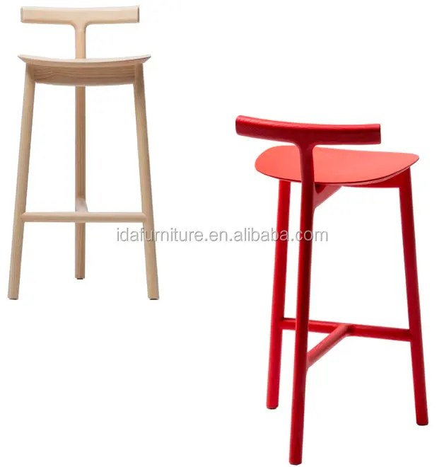 Best Sale Modern Creative Solid Wood Back High Bar Counter Chair Wooden Dining Bar Stool