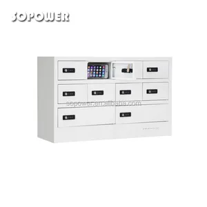 Electric cell phone charging locker for charging station with safe lock and storage box