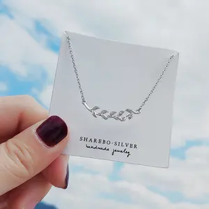 925 Sterling Silver olive branch leaf necklace