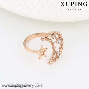 13800 Xuping 18k color oro anillo estelar en forma de luna y estrella con joyas blancas para mujer - Product Image 3