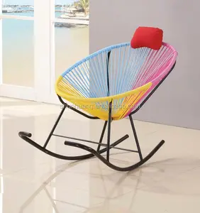 Mecedora redonda de ratán colorida para exterior, silla con forma de huevo, mecedora para bebé