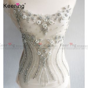 Keering A Mano Del Mestiere Appliques Bianco Della Perla Del Fiore Corpetto di Perline di Cristallo Del Rhinestone <span class=keywords><strong>Applique</strong></span> Patch per il Vestito Da Cerimonia Nuziale WDP-093 - Product Image 2