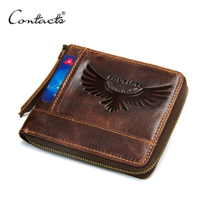 Contacto OEM Vintage hecho a mano Full Grain cuero caballeros hombres cremallera cartera con ranura <span class=keywords><strong>de</strong></span> monedas - Product Image 2