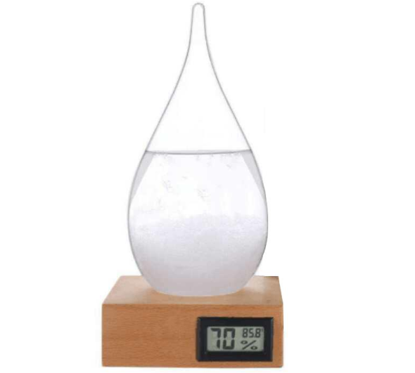 Home Decoration Glass Crafts Weather Forecast Predictor Storm Glass with Digital Fahrenheit Thermometer and Humidity Meter