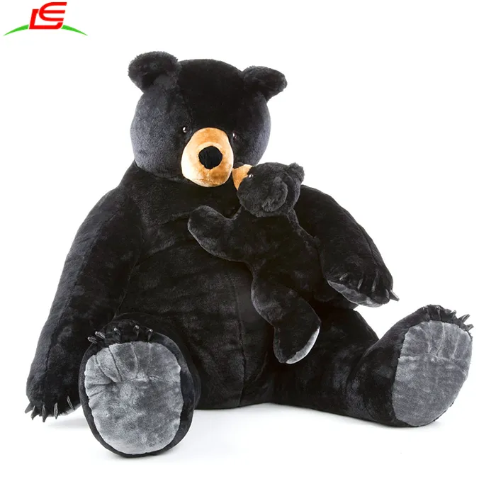 ยักษ์หมีสีดำและลูกเหมือนจริงตุ๊กตาสัตว์หมีของเล่นตุ๊กตาสัตว์