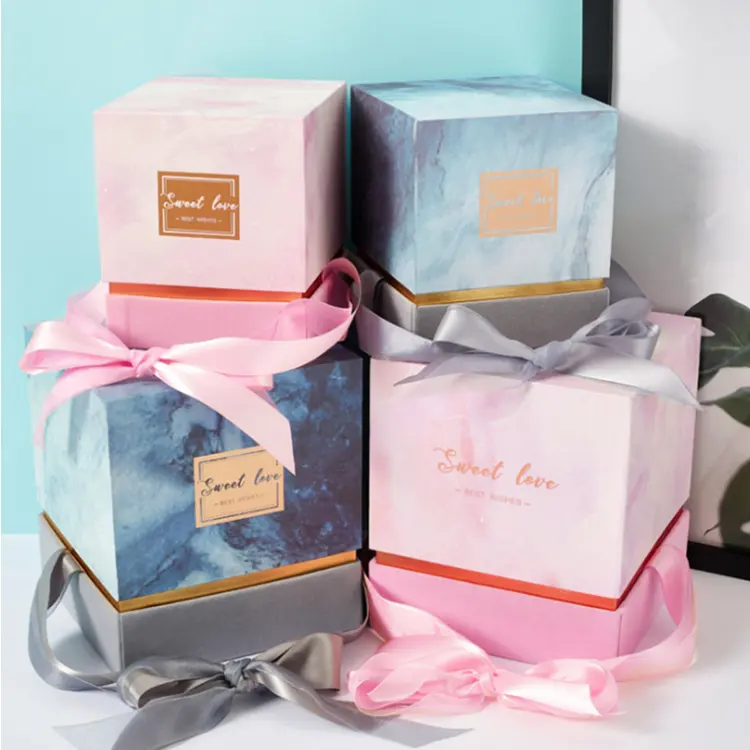 Bán Buôn Tùy Chỉnh Rỗng Hộp Giấy Cho Nến Jar Luxury 2 Piece Nến Gift Box Set Bao Bì Với Ribbon Trang Trí