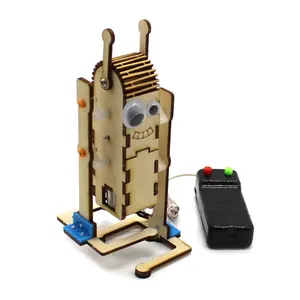 Mini robot de transmission d'engrenage en bois, jouet électrique à télécommande, bricolage, 2020