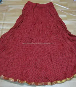 Falda larga de algodón Jaipur, bloque de mano, de la India