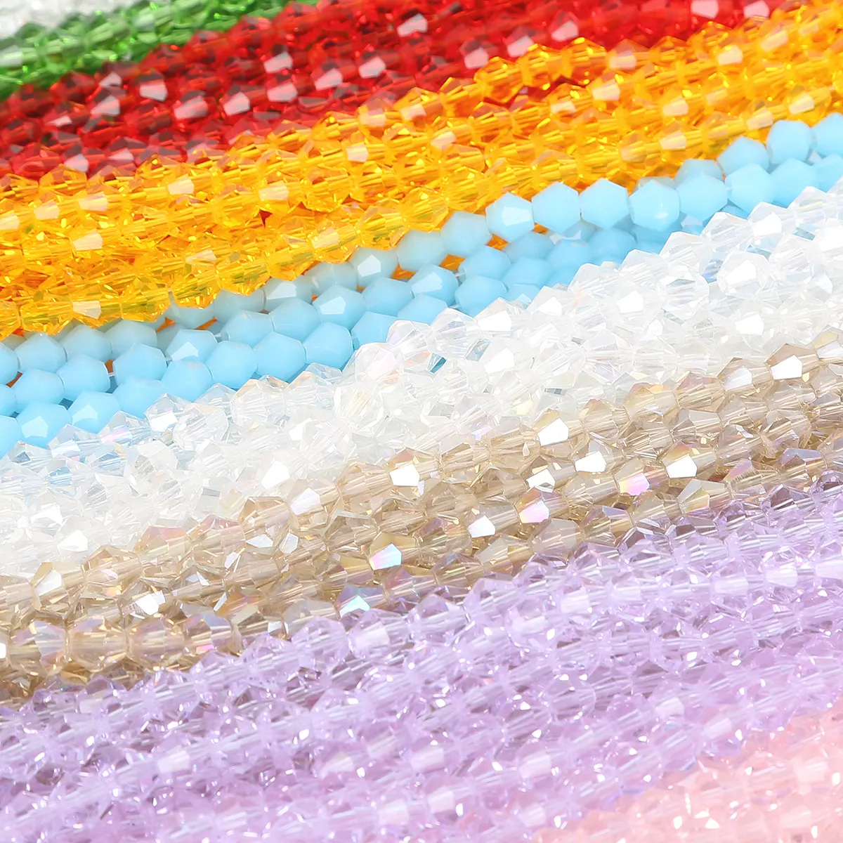 4mm 90pcs Colorful Plating Crystal Pointed Beads Glass Beads DIY Jewelry Making Crafts Sewing Clothing Accessories Decoration