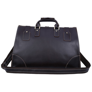 High Quality Black Full Grain Leather Weekend <strong>Bag</strong> Large Capacity <strong>Overnight</strong> Travel Tote <strong>Bags</strong> - Product Image 2