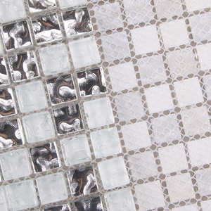 Mosaico de vidrio roto, cristal transparente, cromo, galvanizado de plata, borde de pared, cocina, baño, salpicadura, azulejo - Product Image 4