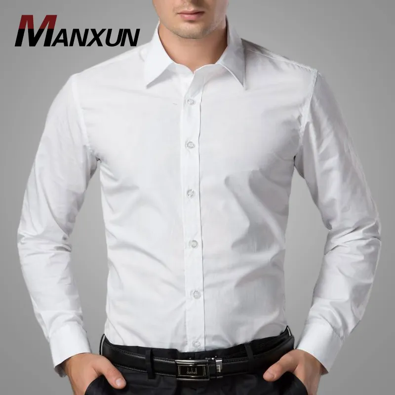 Yeni varış beyaz erkekler elbise gömlek yüksek kaliteli iş tam kollu erkek özelleştirilmiş gömlek