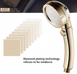 Bathroom Gold Adjustable Rainfall Stop <strong>Switch</strong> 3 Settings Hand <strong>Shower</strong> Head - Product Image 4