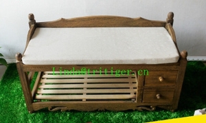 <strong>Wooden</strong> <strong>Shoe</strong> Rack <strong>Storage</strong> <strong>Bench</strong> Removable <strong>Cushion</strong> <strong>and</strong> 2 Rattan Basket Drawers - Product Image 5