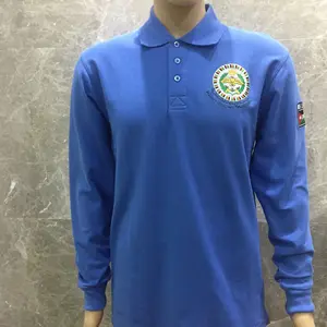 cotton pique polo shirt embroidered logo men long sleeve polo