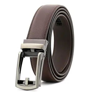 Belts For Men Automatic Guangzhou Manufacturers Wholesale Custom Alloy Automatic Buckle Top Layer Cowhide Leather Belt For Men