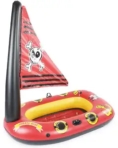 Flotador de piscina inflable para niños, barco pirata o batería, producto en la piscina, Color Rojo